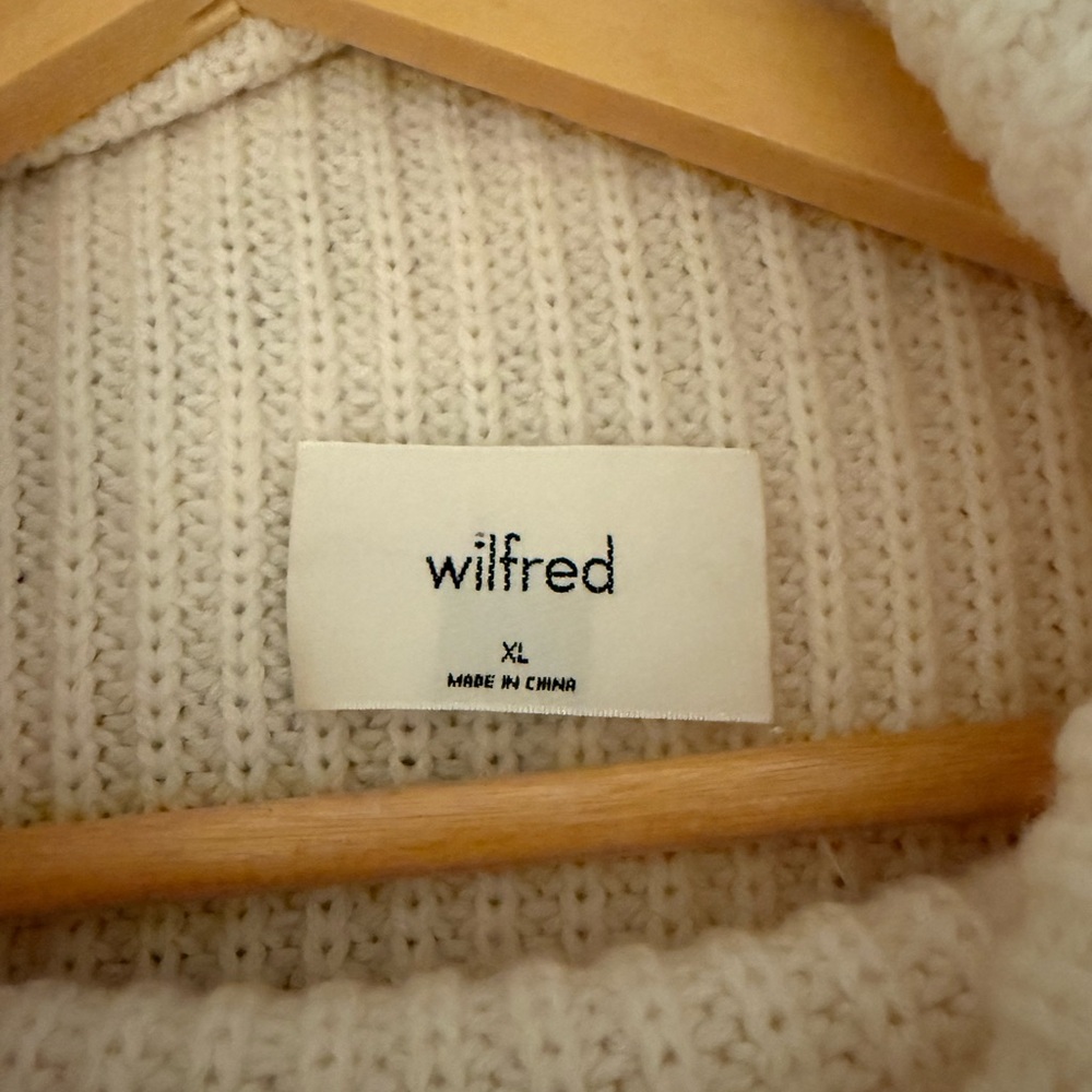 Wilfred Merino Wool Cropped Cream Cowl Neck Sweater Size XL - Picture 3 of 9